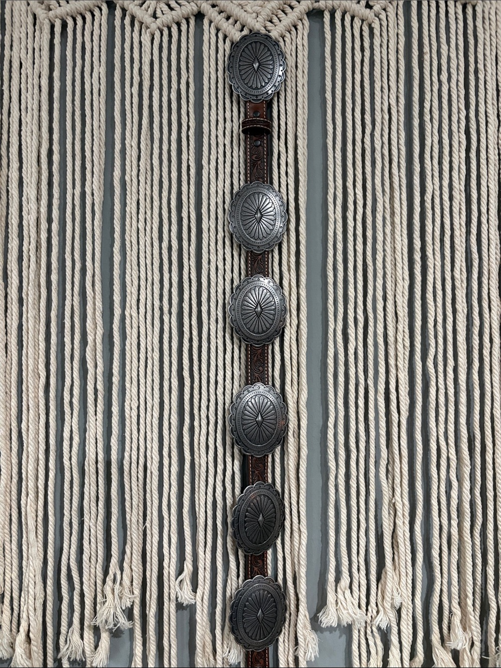Ariat Brown Leather Belt with Silver Conchos - Picture 3 of 7